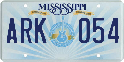 MS license plate ARK054