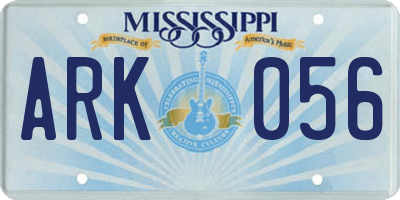 MS license plate ARK056