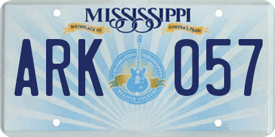 MS license plate ARK057