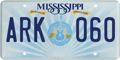 MS license plate ARK060