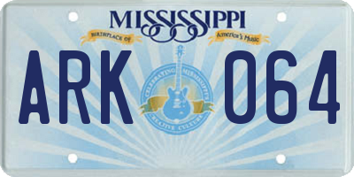 MS license plate ARK064