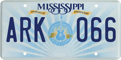 MS license plate ARK066