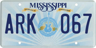 MS license plate ARK067