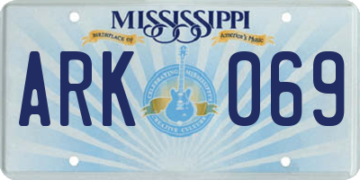 MS license plate ARK069