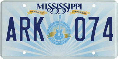 MS license plate ARK074