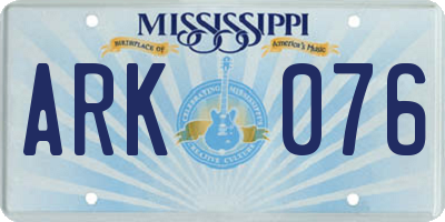 MS license plate ARK076