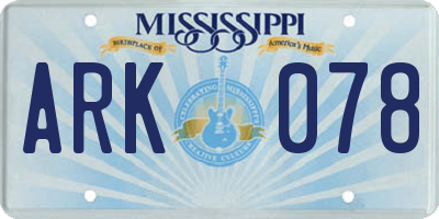 MS license plate ARK078