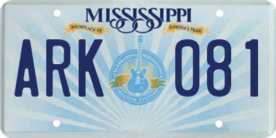 MS license plate ARK081