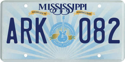 MS license plate ARK082