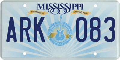 MS license plate ARK083