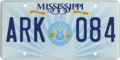 MS license plate ARK084