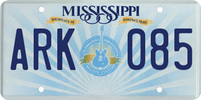 MS license plate ARK085