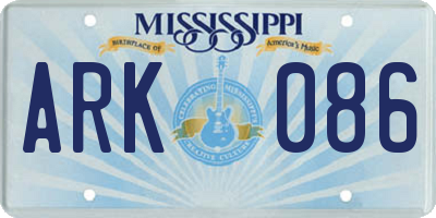 MS license plate ARK086