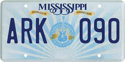 MS license plate ARK090
