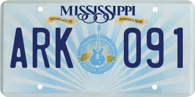 MS license plate ARK091