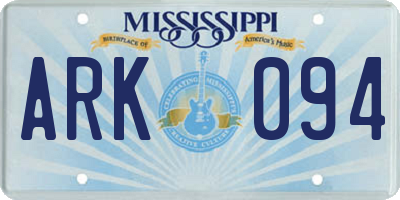 MS license plate ARK094