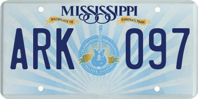 MS license plate ARK097