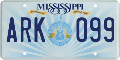 MS license plate ARK099