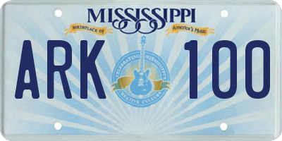 MS license plate ARK100