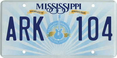 MS license plate ARK104