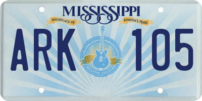 MS license plate ARK105