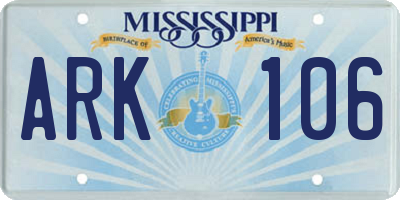 MS license plate ARK106