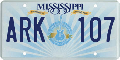 MS license plate ARK107