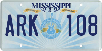 MS license plate ARK108