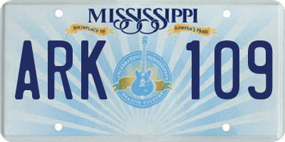 MS license plate ARK109