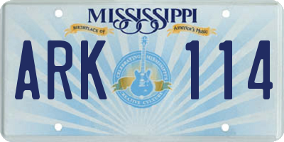 MS license plate ARK114