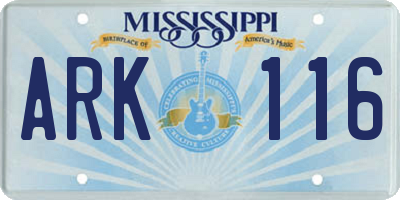 MS license plate ARK116