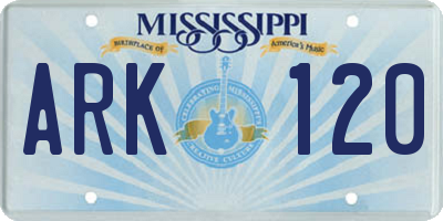 MS license plate ARK120