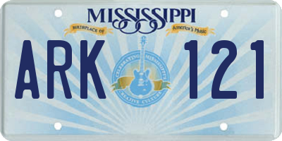 MS license plate ARK121