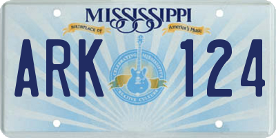 MS license plate ARK124