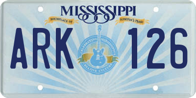 MS license plate ARK126