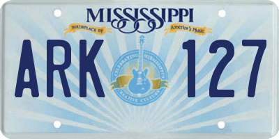 MS license plate ARK127
