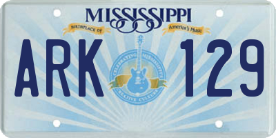 MS license plate ARK129