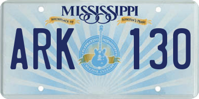 MS license plate ARK130