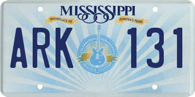 MS license plate ARK131