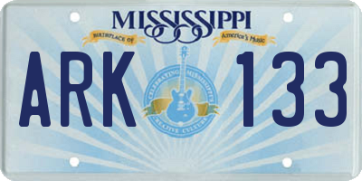 MS license plate ARK133