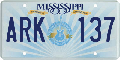 MS license plate ARK137