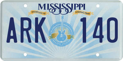 MS license plate ARK140