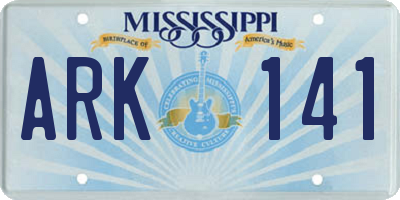 MS license plate ARK141