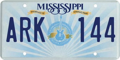 MS license plate ARK144