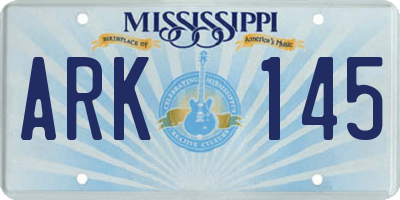 MS license plate ARK145