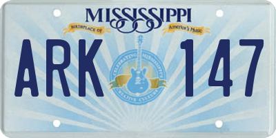 MS license plate ARK147