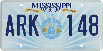 MS license plate ARK148