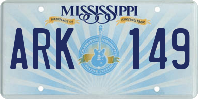 MS license plate ARK149
