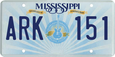 MS license plate ARK151