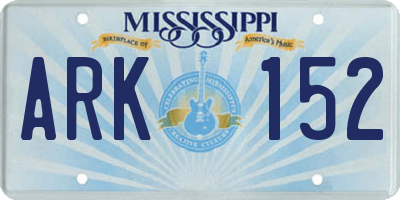MS license plate ARK152